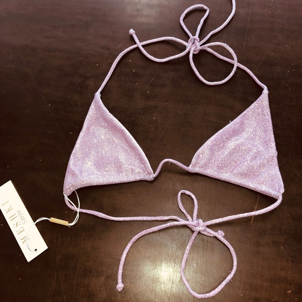 Meshki Amalia Bikini top size medium pink metallic